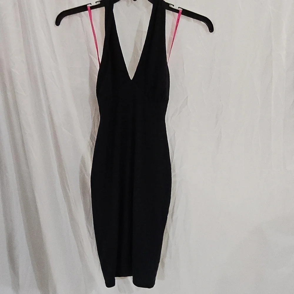 BETSEY JOHNSON BLACK BETSEY JOHNSON ANGELINA MIDI HALTER DRESS